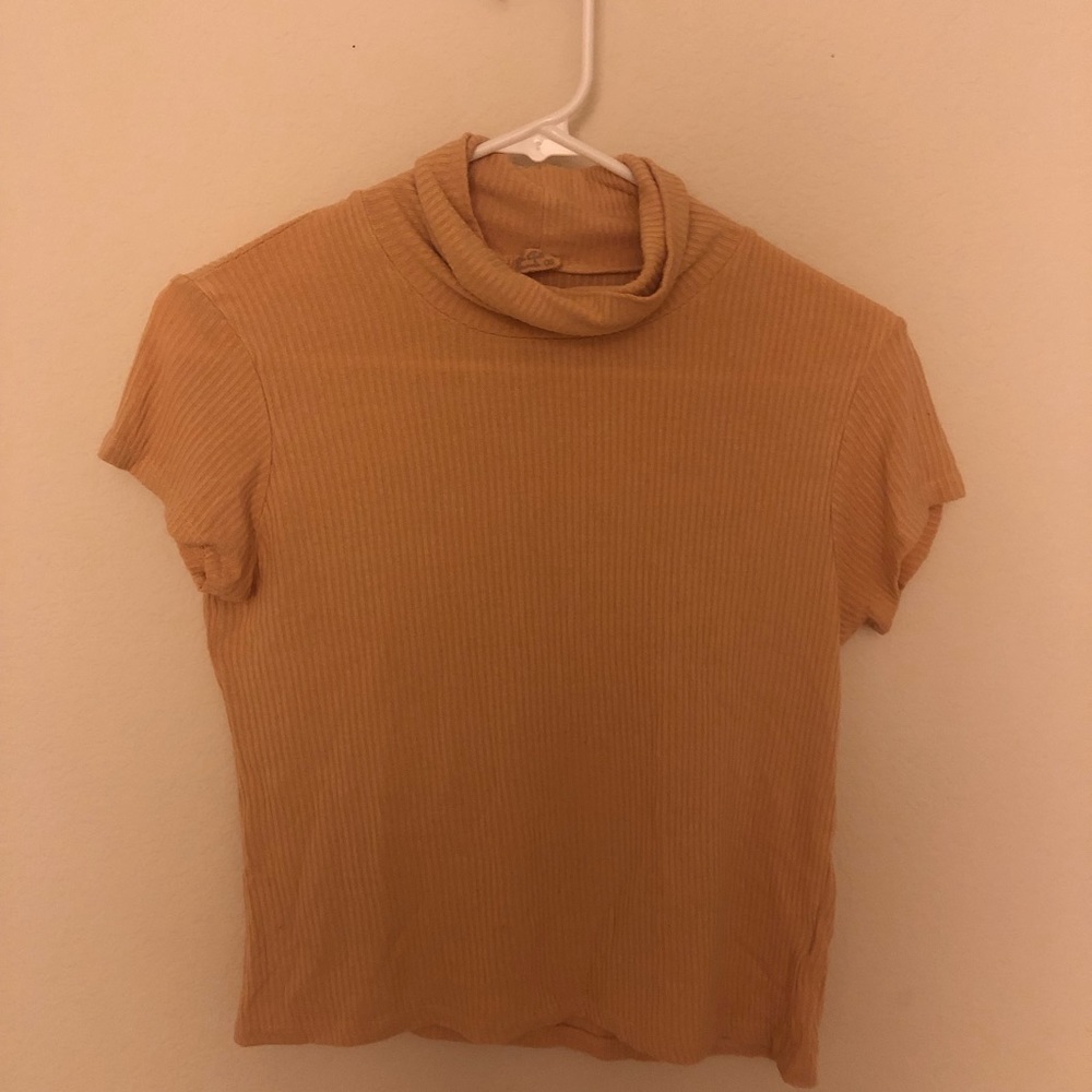 Beige short sleeve turtle neck